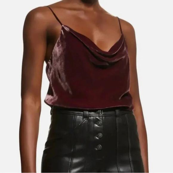 cinq a sept Tops - Cinq a Sept Callalily Velvet Cami In Red
